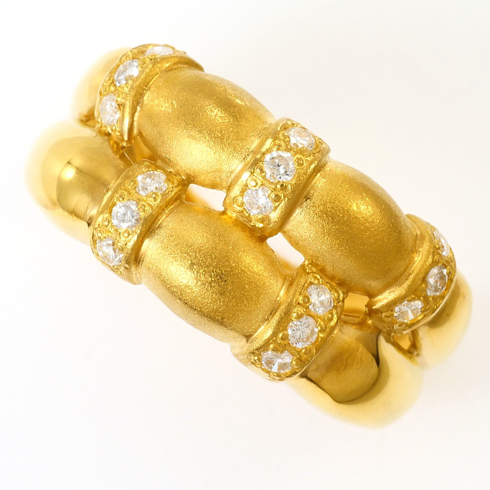 K24 24K YG Yellow Gold Ring, 1 Diamond 0.21ct, Certificate of Authenticity, T...